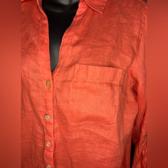 C&C California women’s 100% linen button down long sleeve shirt size small used - Picture 4 of 6